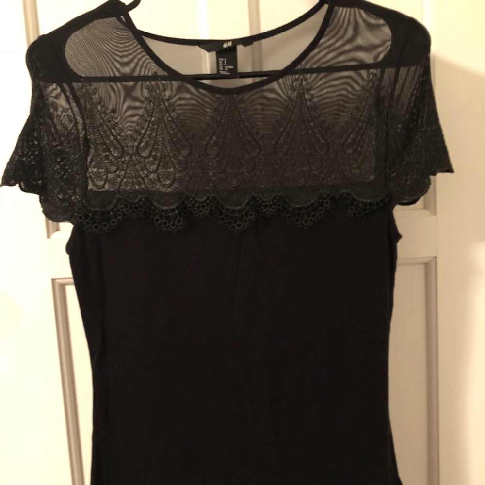 Black lace detail top